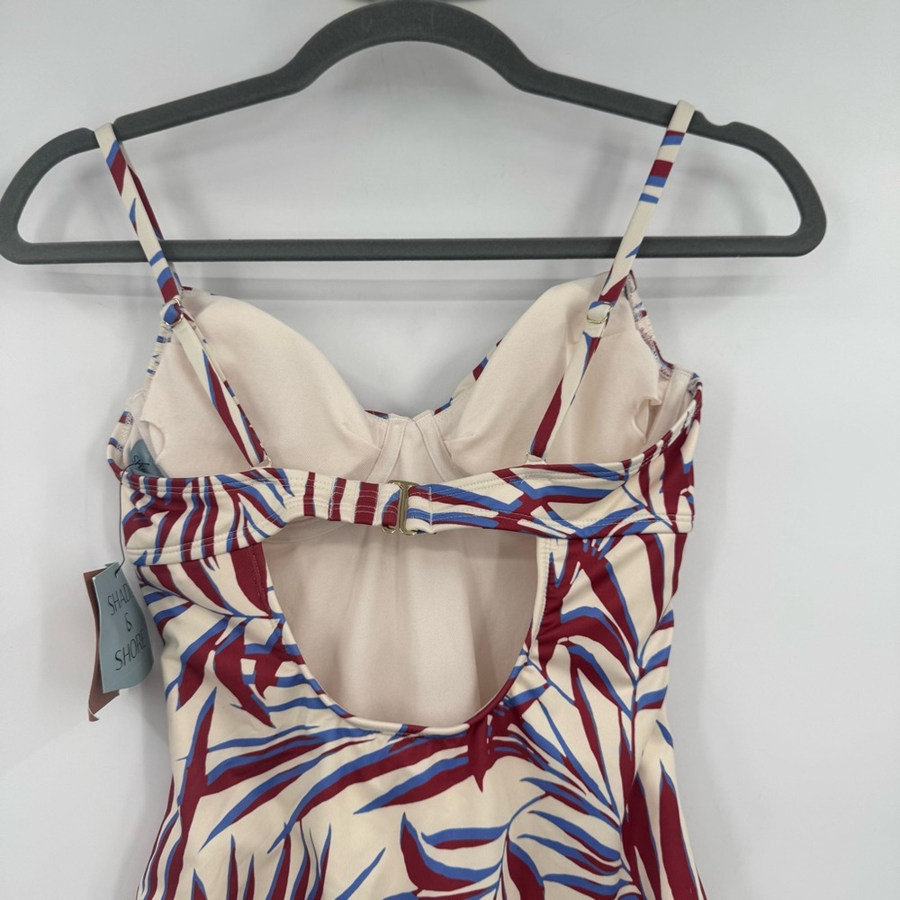 Shade & Shore Women's XS Shirred Palm Leaf Underwire One Piece Swimsuit NWT - Picture 6 of 10